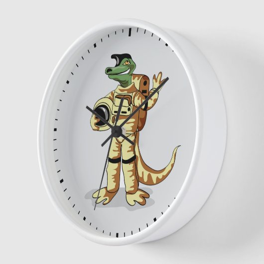 Iguanodon gekleed in een kosmonautenruimtepak. (Hoek)