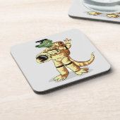 Iguanodon gekleed in een kosmonautenruimtepak. bier onderzetter (Linkerzijde)