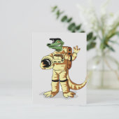 Iguanodon gekleed in een kosmonautenruimtepak. briefkaart (Staand voorkant)