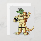 Iguanodon gekleed in een kosmonautenruimtepak. briefkaart (Voorkant / Achterkant)