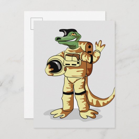 Iguanodon gekleed in een kosmonautenruimtepak. briefkaart (Voorkant / Achterkant)