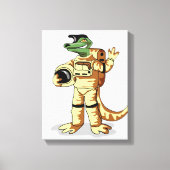Iguanodon gekleed in een kosmonautenruimtepak. canvas afdruk (Voorkant)