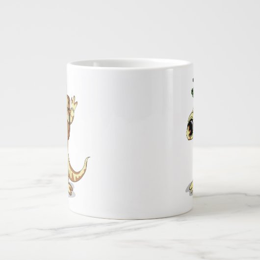 Iguanodon gekleed in een kosmonautenruimtepak. grote koffiekop (Voorkant)