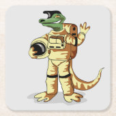 Iguanodon gekleed in een kosmonautenruimtepak. kartonnen onderzetters (Voorkant)