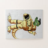 Iguanodon gekleed in een kosmonautenruimtepak. legpuzzel (Horizontaal)