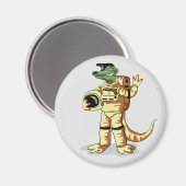 Iguanodon gekleed in een kosmonautenruimtepak. magneet (Voorkant / Achterkant)