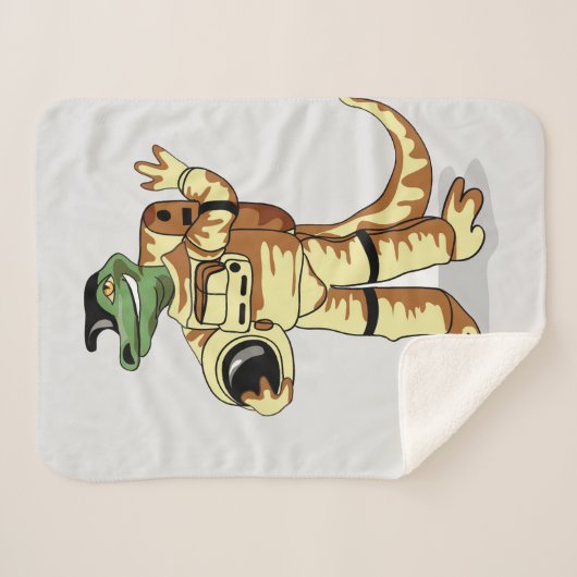 Iguanodon gekleed in een kosmonautenruimtepak. sherpa deken (Voorkant (horizontaal))