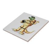Iguanodon gekleed in een kosmonautenruimtepak. tegeltje (Zijkant)