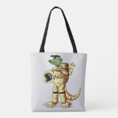 Iguanodon gekleed in een kosmonautenruimtepak. tote bag (Achterkant)