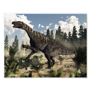 Iguanodon roaring - 3D rendering Foto Afdruk
