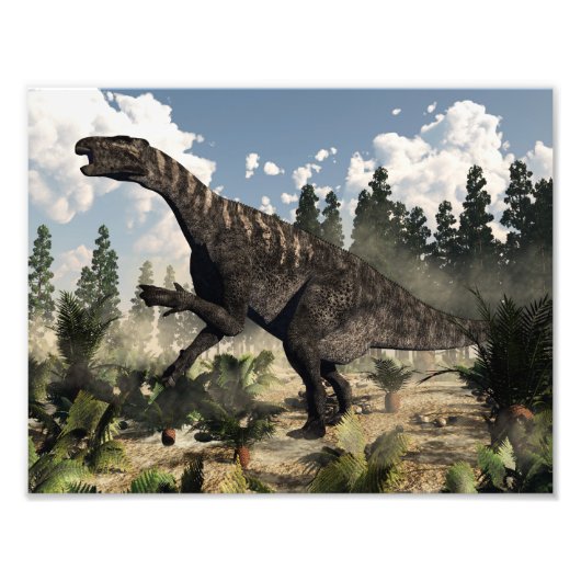 Iguanodon roaring - 3D rendering Foto Afdruk (Voorkant)