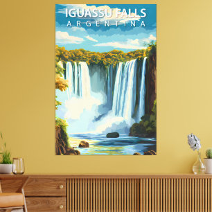 Iguassu-watervallen, Argentinië – Oude Reisposter Canvas Afdruk