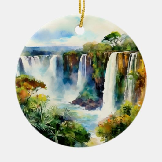Iguazu Herfsten Argentinië Brazilië Waterverf Keramisch Ornament (Voorkant)