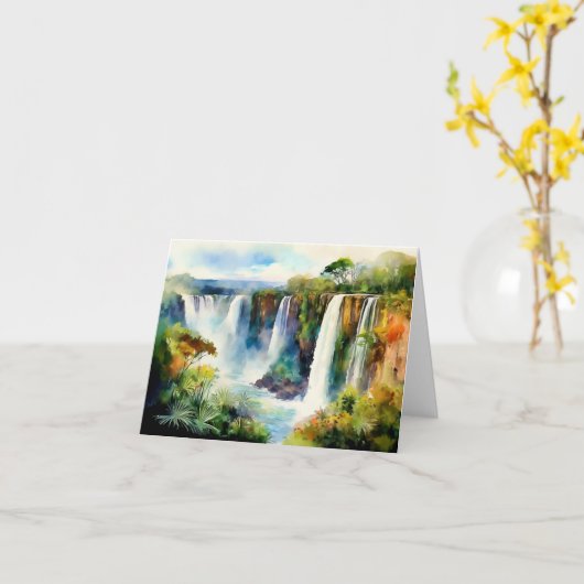 Iguazu Herfsten Argentinië Waterverf Kaart (Gele Bloem)