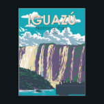 Iguazu National Park Argentinië Travel Art Vintage Briefkaart<br><div class="desc">Iguazu National Park vector kunst ontwerp. Binnen het park aan de Iguazú omvat de beroemde Iguazú-Herfst veel verschillende watervallen,  waaronder de iconische Garganta del Diablo of "Duivelskrans".</div>