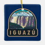 Iguazu National Park Argentinië Travel Art Vintage Keramisch Ornament<br><div class="desc">Iguazu National Park vector kunst ontwerp. Binnen het park aan de Iguazú omvat de beroemde Iguazú-Herfst veel verschillende watervallen,  waaronder de iconische Garganta del Diablo of "Duivelskrans".</div>