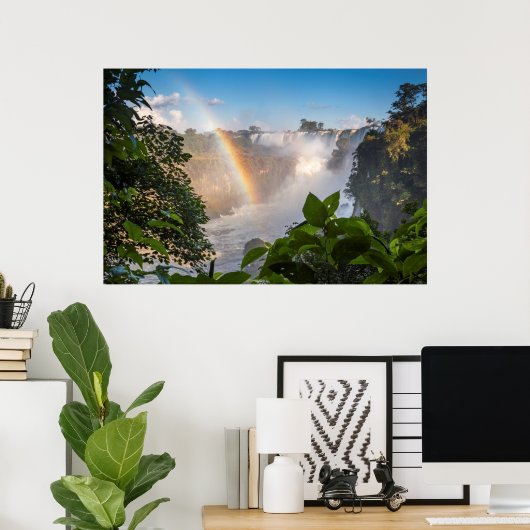 Iguazú Waterfall with Rainbow, Argentina Poster (Thuiskantoor)
