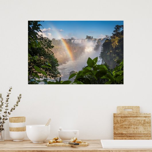 Iguazú Waterfall with Rainbow, Argentina Poster (Keuken)