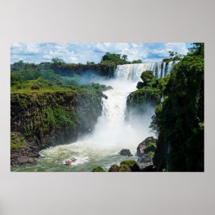 Iguazu Watervallen Omringd Door Jungle Poster