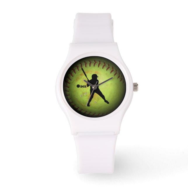 iHit Fastpitch softball Silhouette Horloge (Voorkant)