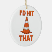 I'hit that funny autocross oranje cone men women keramisch ornament (Rechts)