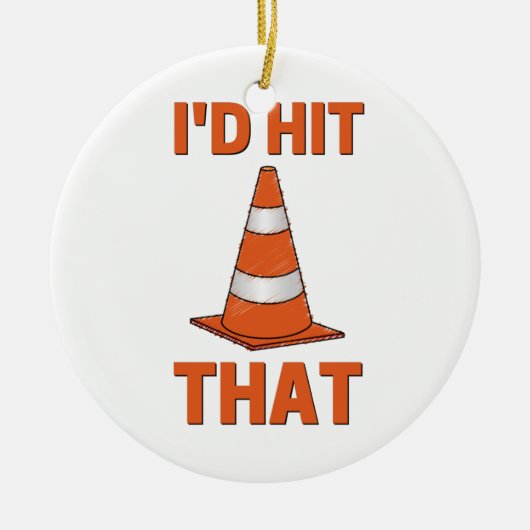 I'hit that funny autocross oranje cone men women keramisch ornament (Voorkant)