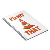 I'hit that funny autocross oranje cone men women notitieboek (Rechterzijde)