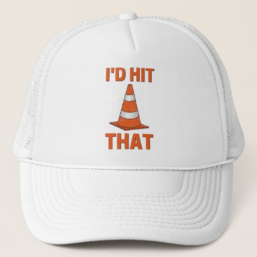 I'hit that funny autocross oranje cone men women trucker pet (Voorkant)