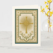 IHS Christogram Kruis Lelies Katholiek Elegant Kaart (Gele Bloem)