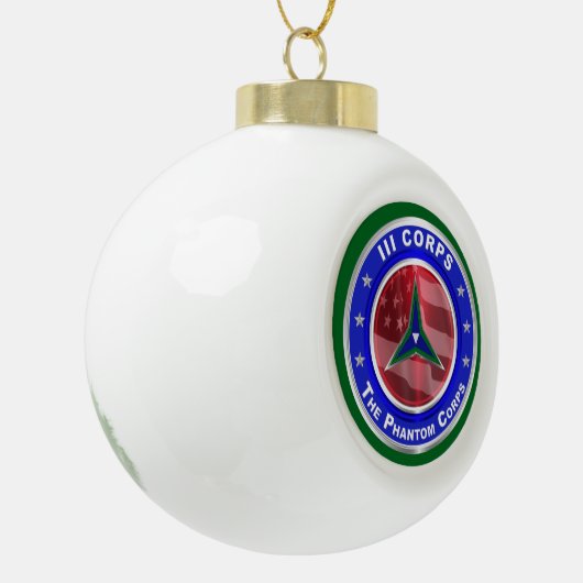 III Corps Keepomwille Kerstkerst Keramische Bal Ornament (Links)