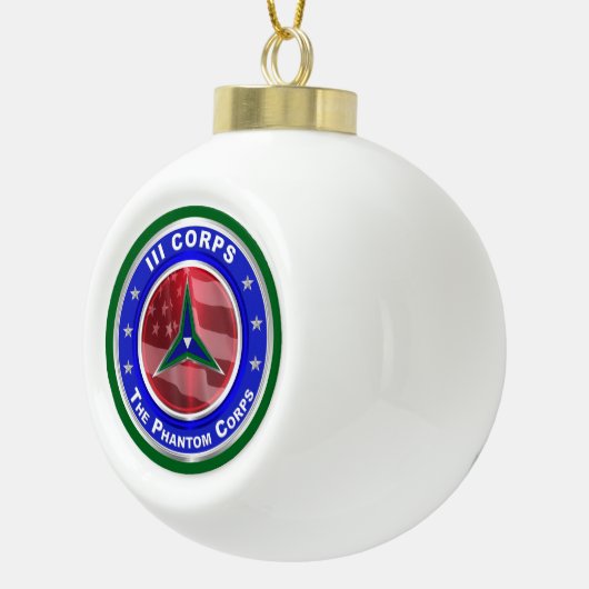 III Corps Keepomwille Kerstkerst Keramische Bal Ornament (Rechts)