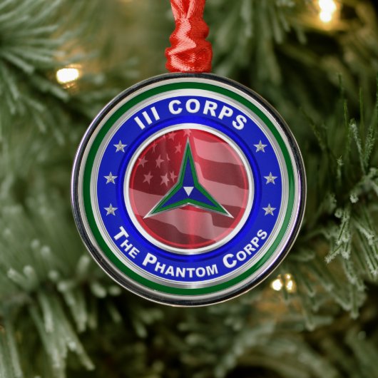 III Corps Keepomwille Kerstkerst Metalen Ornament (Boom)
