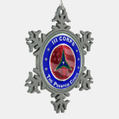 III Corps Keepomwille Kerstkerst Tin Sneeuwvlok Ornament (Links)