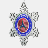 III Corps Keepomwille Kerstkerst Tin Sneeuwvlok Ornament (Rechts)