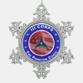 III Corps Keepomwille Kerstkerst Tin Sneeuwvlok Ornament (Voorkant)