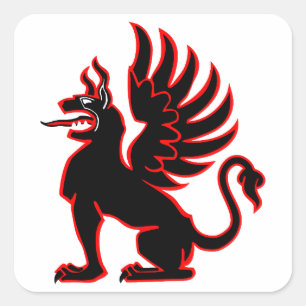 III./JG 26 Jagdgeschwader 26 Red Griffin Insignia Vierkante Sticker