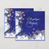 Iivoorblauw van de keiharde trouwerij kaart (Voorkant / Achterkant)