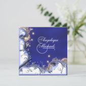 Iivoorblauw van de keiharde trouwerij kaart (Staand voorkant)