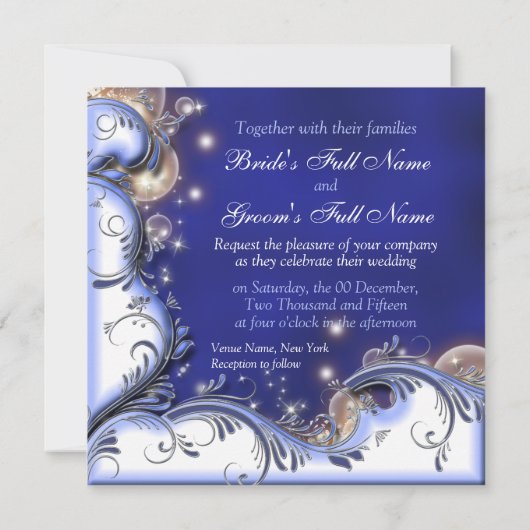 Iivoorblauw van de keiharde trouwerij kaart (Achterkant)