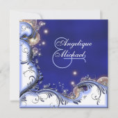 Iivoorblauw van de keiharde trouwerij kaart (Voorkant)
