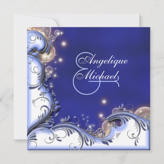 Iivoorblauw van de keiharde trouwerij kaart (Voorkant)