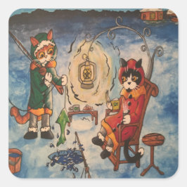 IJ Vist bij nacht Cat Rechthoekige sticker