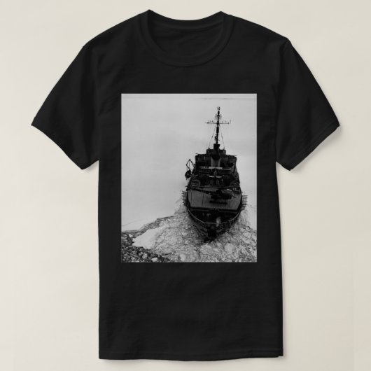IJkbreker met apparatuur op Antarctica T-shirt (Design voorkant)