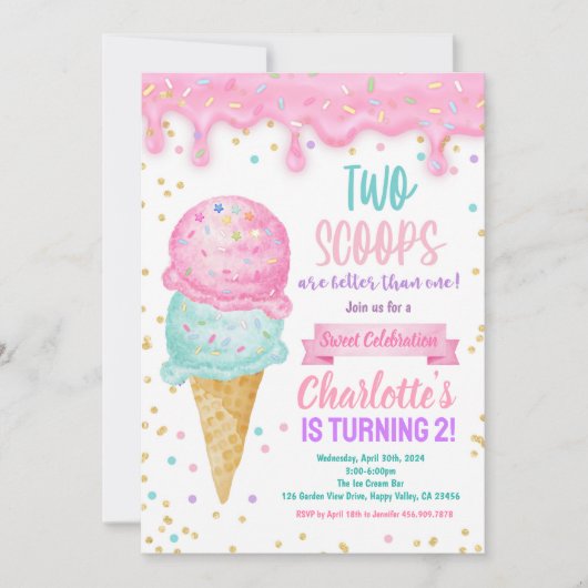 IJs 2e verjaardagsfeestje 2 schepjes beter Kaart (Voorkant)