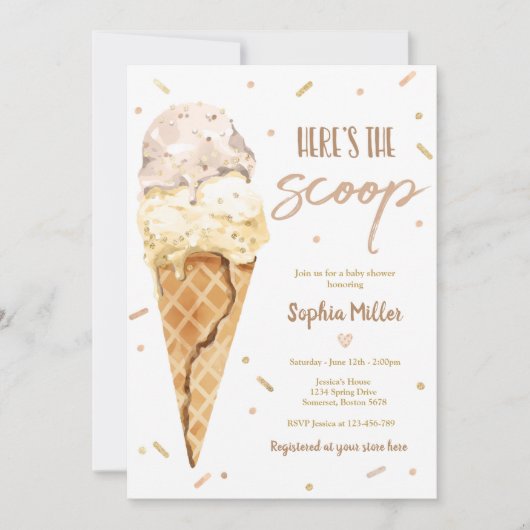 Ijs Baby Shower Hier Heb Je De Scoup Baby Shower Kaart (Voorkant)