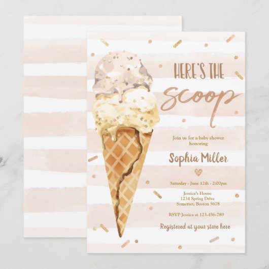 Ijs Baby Shower Hier Heb Je De Scoup Baby Shower Kaart (Voorkant / Achterkant)