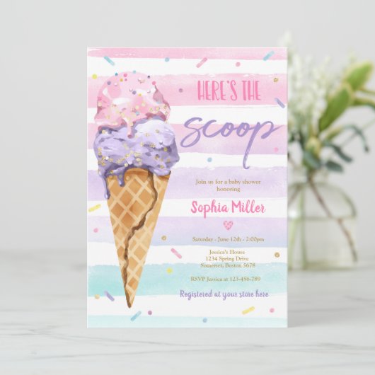 Ijs Baby Shower Hier Heb Je Het Ijsje Baby Shower Kaart (Staand voorkant)