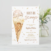 Ijs Baby Shower Hier is de scoop Baby Shower Kaart (Staand voorkant)