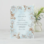 Ijs Barok Acanthus Eucalyptus Bruiloft Kaart (Staand voorkant)