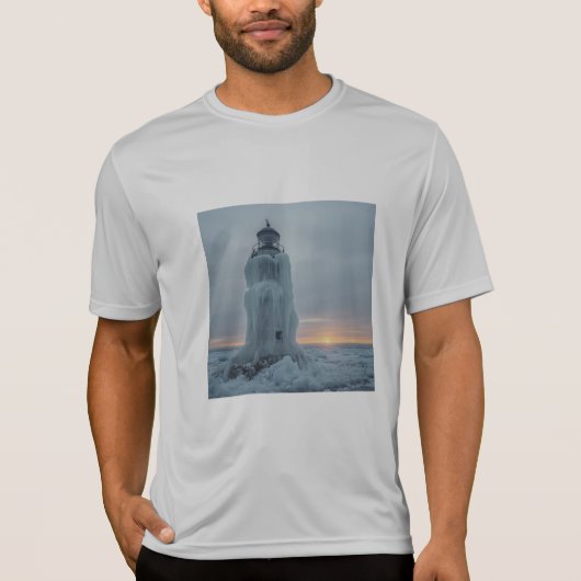 Ijs bedekte kustvuurtoren t-shirt (Voorkant)